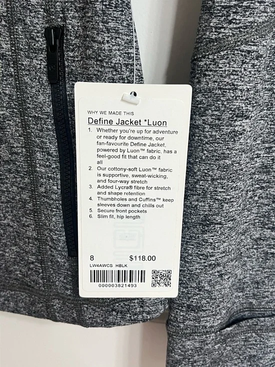 NWT Lululemon Define Full Length Jacket Heathered Black 8 - Picture 2 of 8